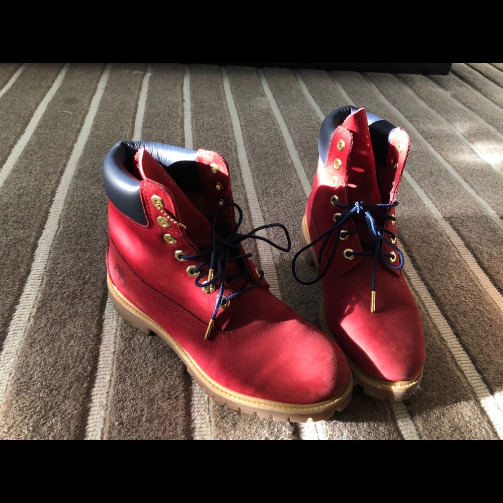 Red Timberland Boots **WORN 3 TIMES**
